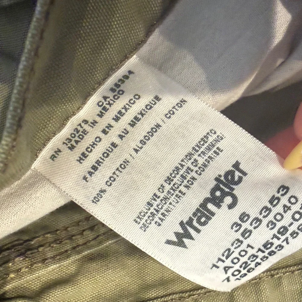 Wrangler Authentics Carpenter Shorts Mens 36 Olive Green Canvas Utility Workwear